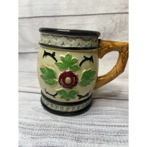 Vintage Miyata Ware Japan Floral Stoneware Mug Vintage